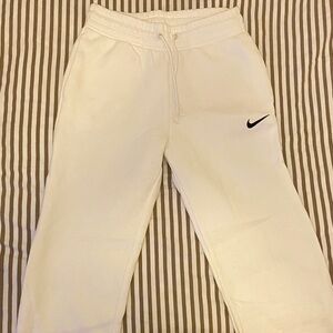 Nike Womens White Sweatpants with Black Swoosh